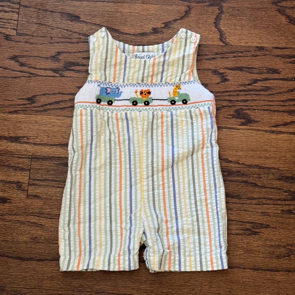 Petit Ami Green and Blue Jumpsuit with Whimsical Embroidery